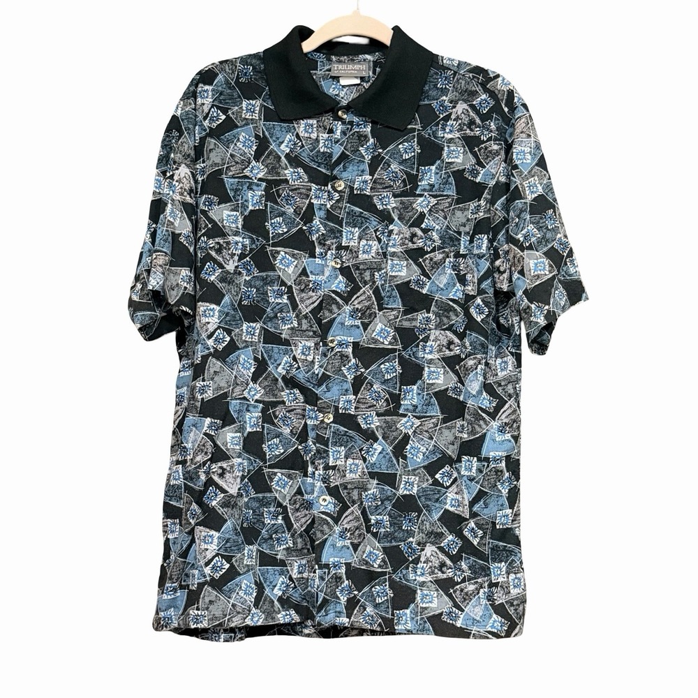 Vintage Triumph Of California Geometric Button Up Shirt Abstract Dad Style 90's